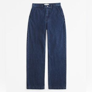 Abercrombie & Fitch Dark Blue Loose High Rise Jeans with Trouser Pockets NWT